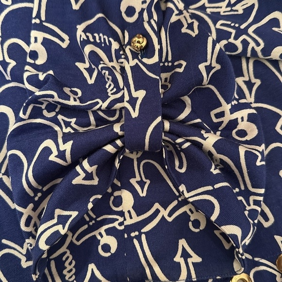 Lilly Pulitzer Blue and Cream Raquel Anchors Away Silk Blend Women Dress Size M - Picture 9 of 13